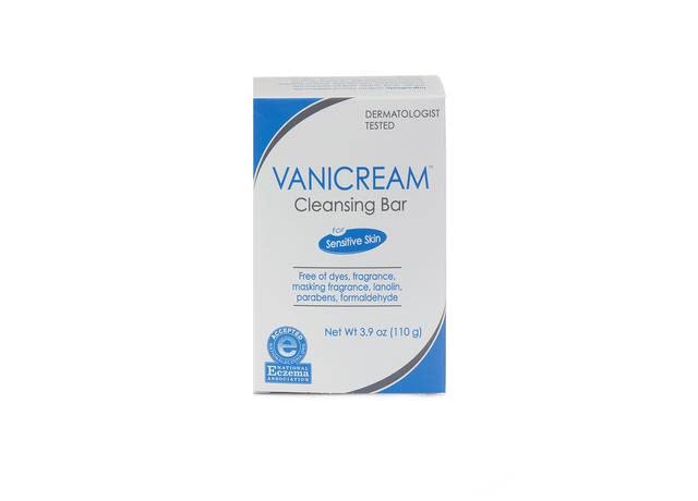Vanicream cleansing bar used daily on face, hands, and body.