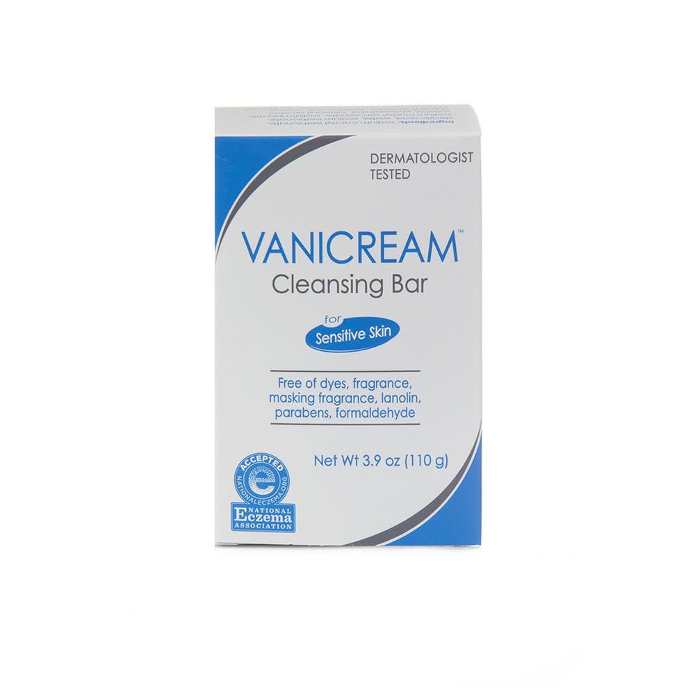 Vanicream cleansing bar shows rich, gentle lather for sensitive skin.