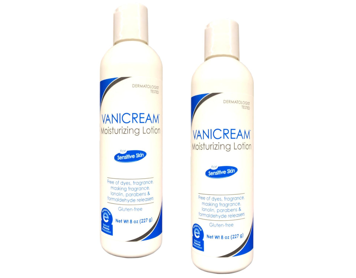 Vanicream Moisturizing Lotion bottle pouring for quick, lightweight hydration.