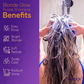 Close-up of VANIDOX purple shampoo lather on hair