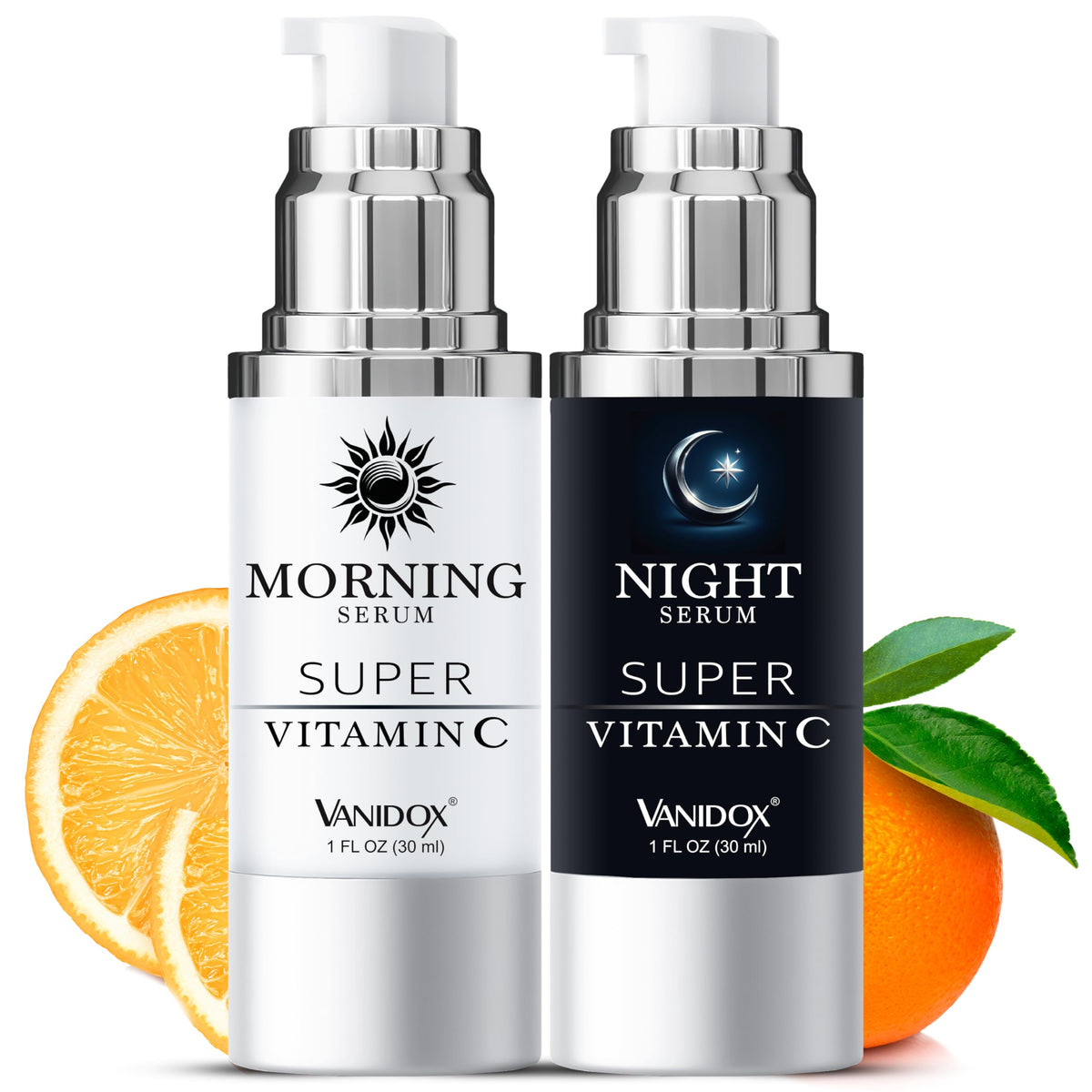 VanidoX vitamin C serum bottle label showing premium hydration-ready formula