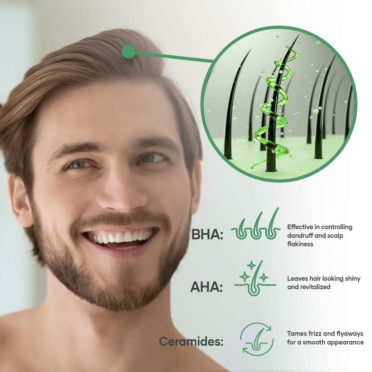 Vanidox Tea Tree Shampoo featuring Biotin-rich formula near bottle.