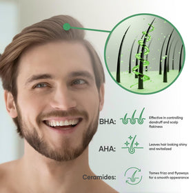 Vanidox Tea Tree Shampoo featuring Biotin-rich formula near bottle.