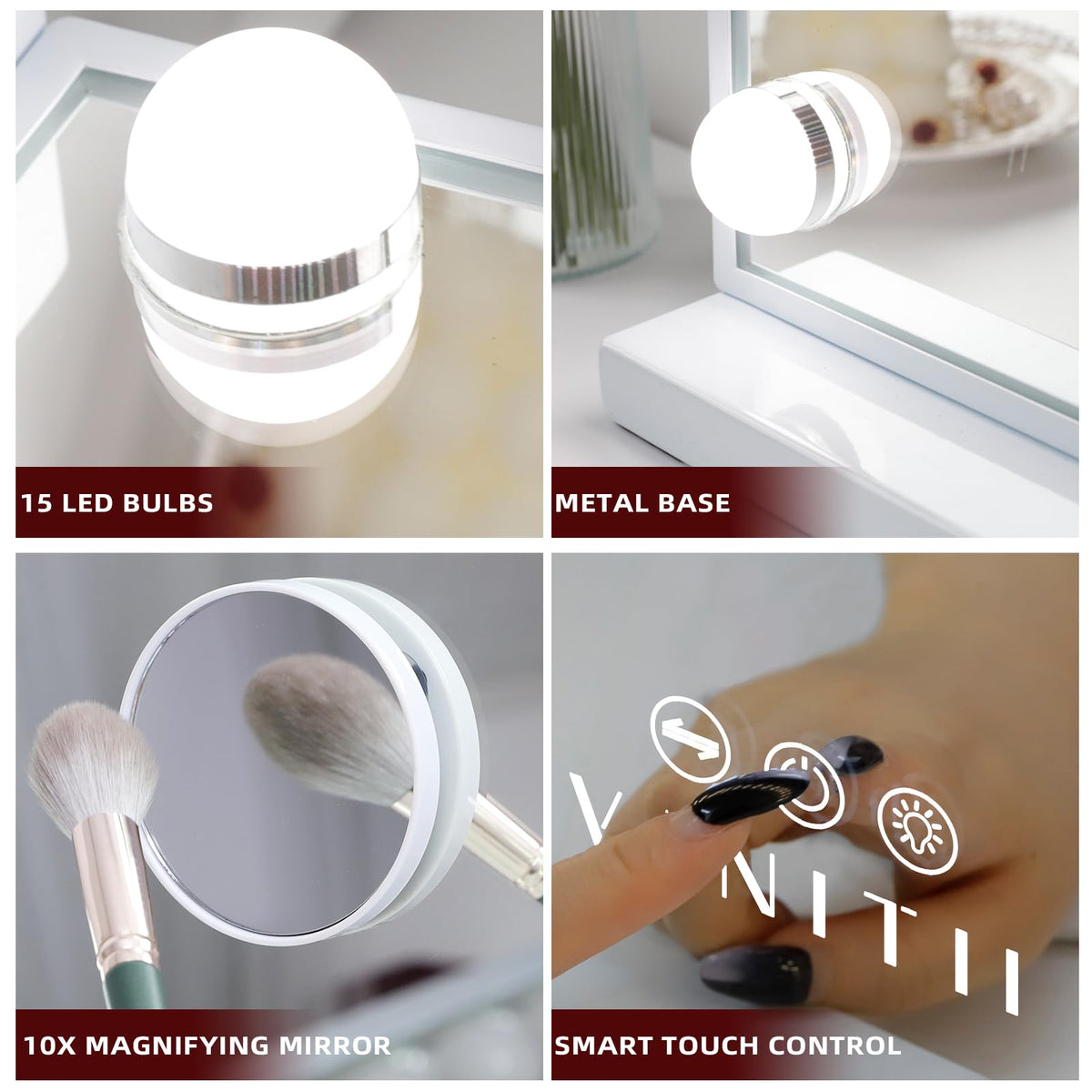 VANITII GLOBAL detachable 10x magnifying mirror for precise detail work