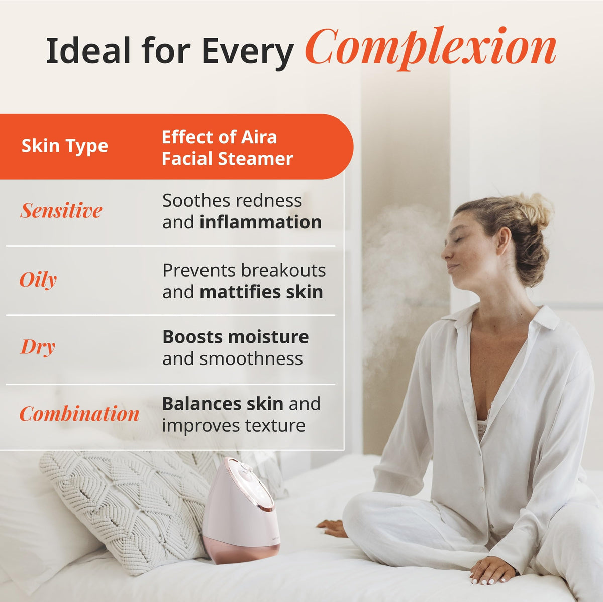 Vanity Planet Aira deep clean steam softens buildup for smoother skin.