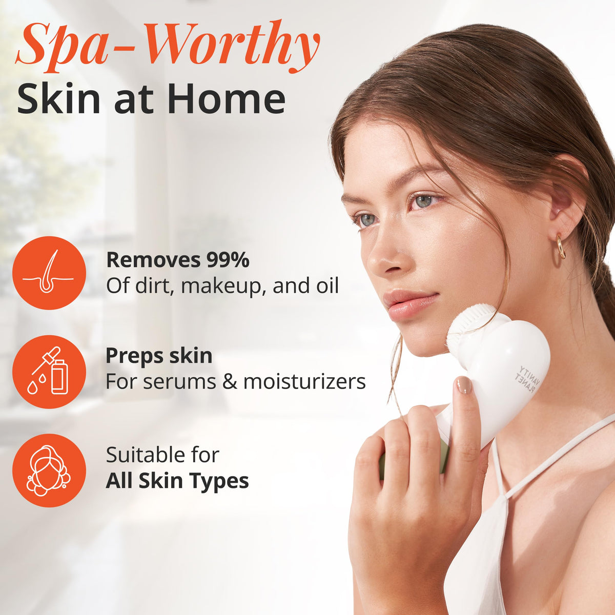 Raedia cleansing head for deeper cleaning and makeup removal