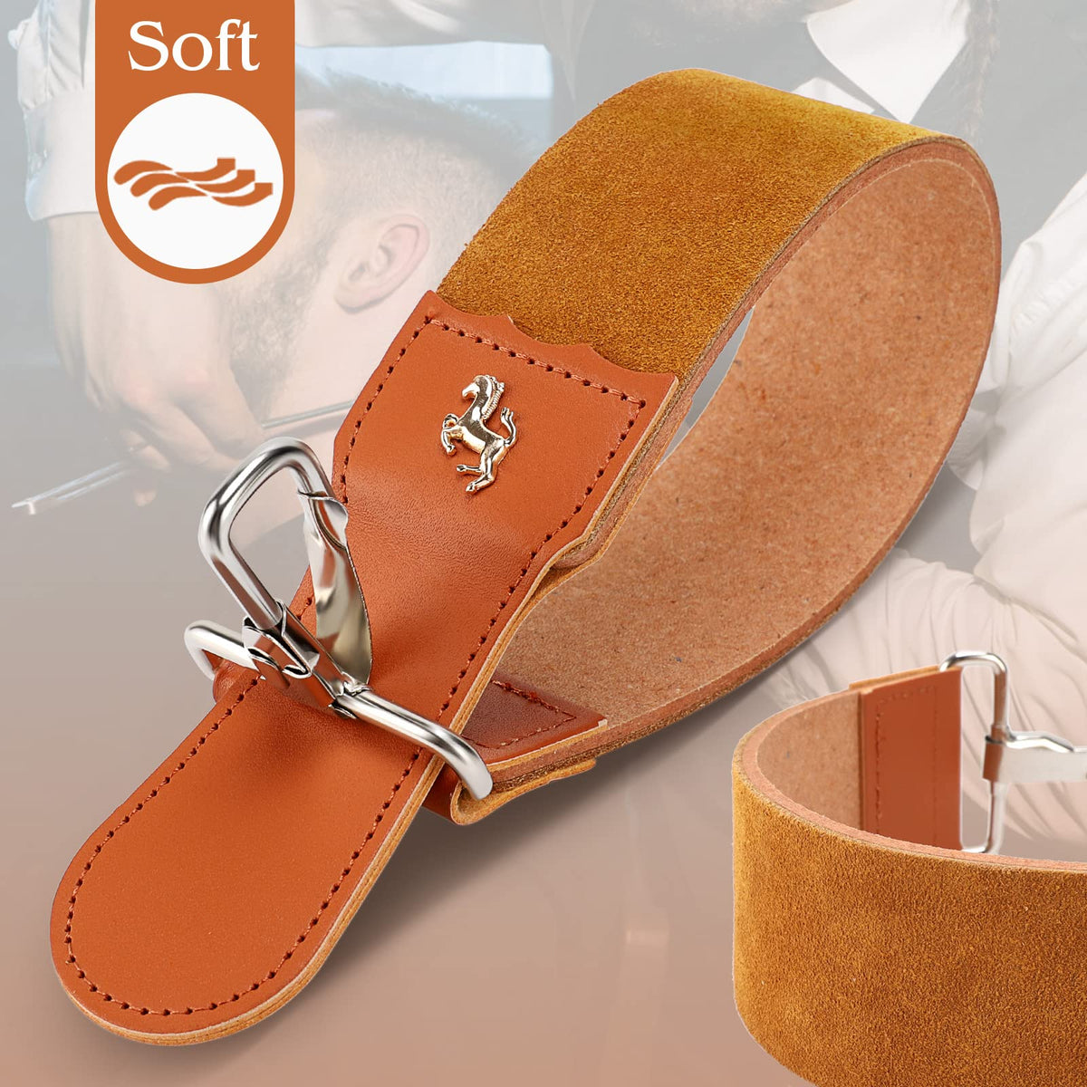 Vanki front view of compact, balanced sharpening strap