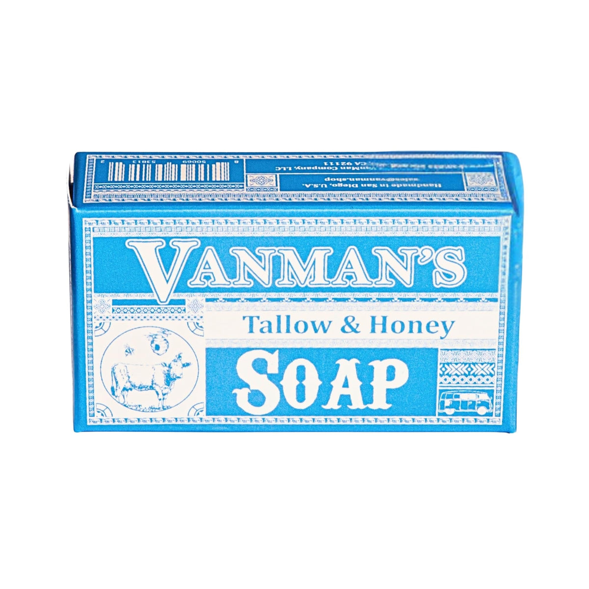 VanMan Beef Tallow and Honey Soap bar: close-up for gentle, daily cleansing.
