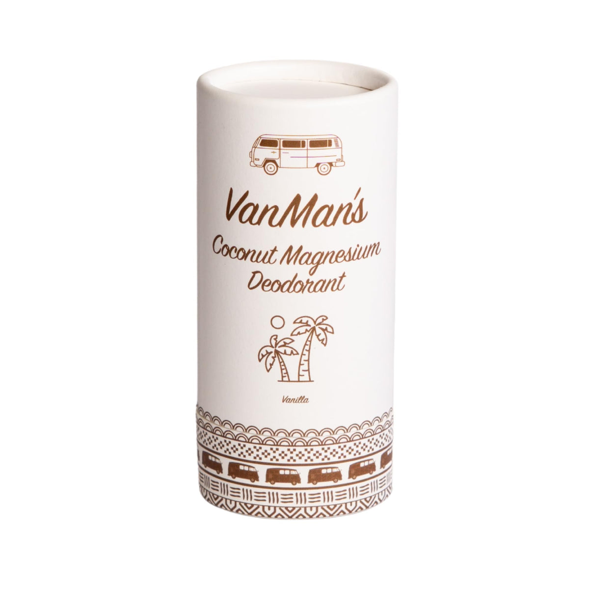 The VanMan Magnesium & Vanilla Deodorant Stick packaging shows aluminum-free protection