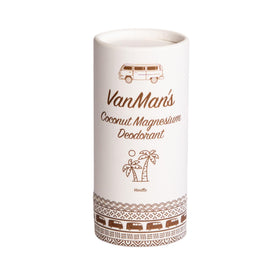 The VanMan Magnesium & Vanilla Deodorant Stick packaging shows aluminum-free protection
