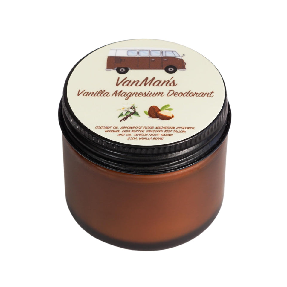 VanMan Magnesium & Vanilla deodorant packaging highlights natural aluminum-free formula for daily protection.