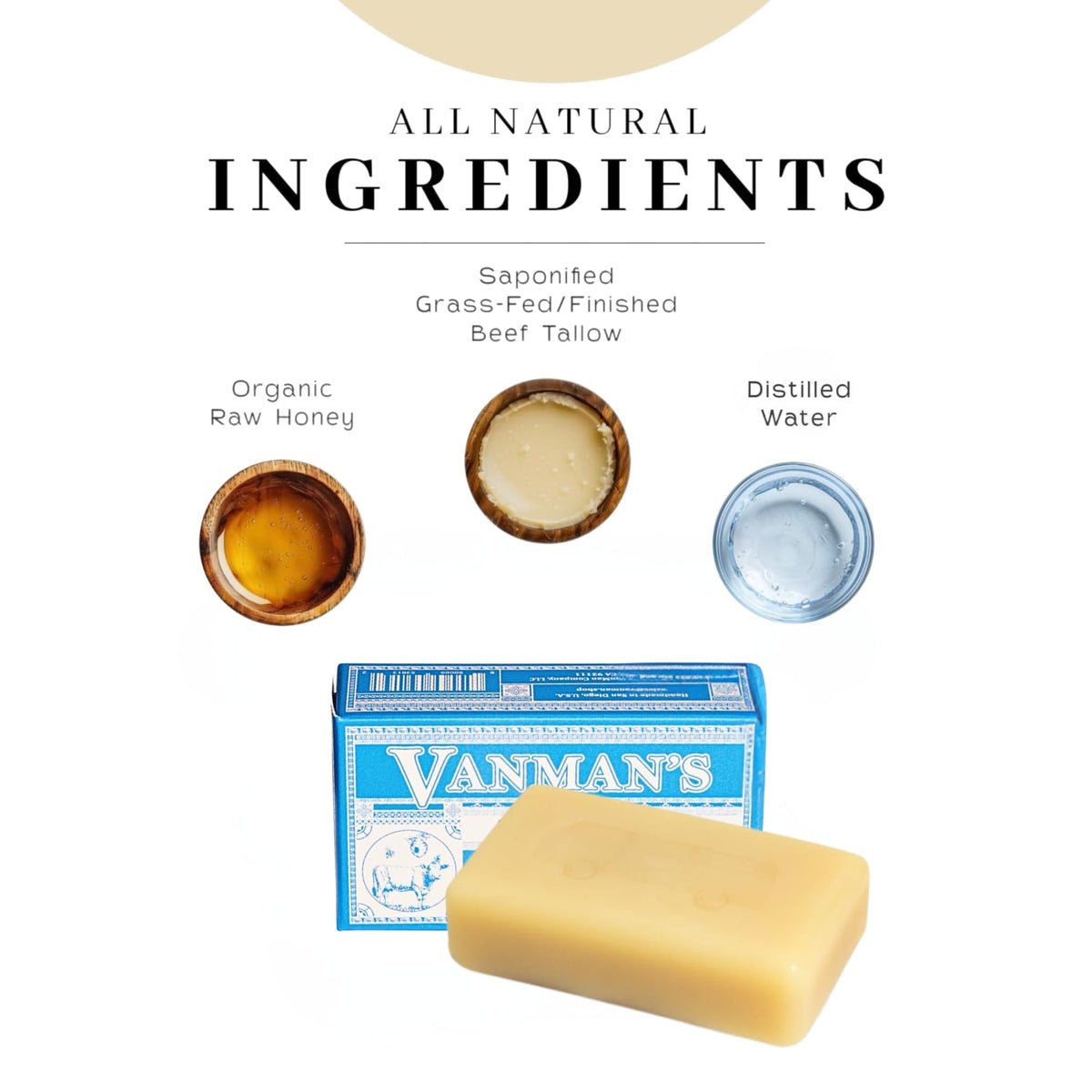 VanMan Raw Honey addition highlighting honey swirl in the soap bar.