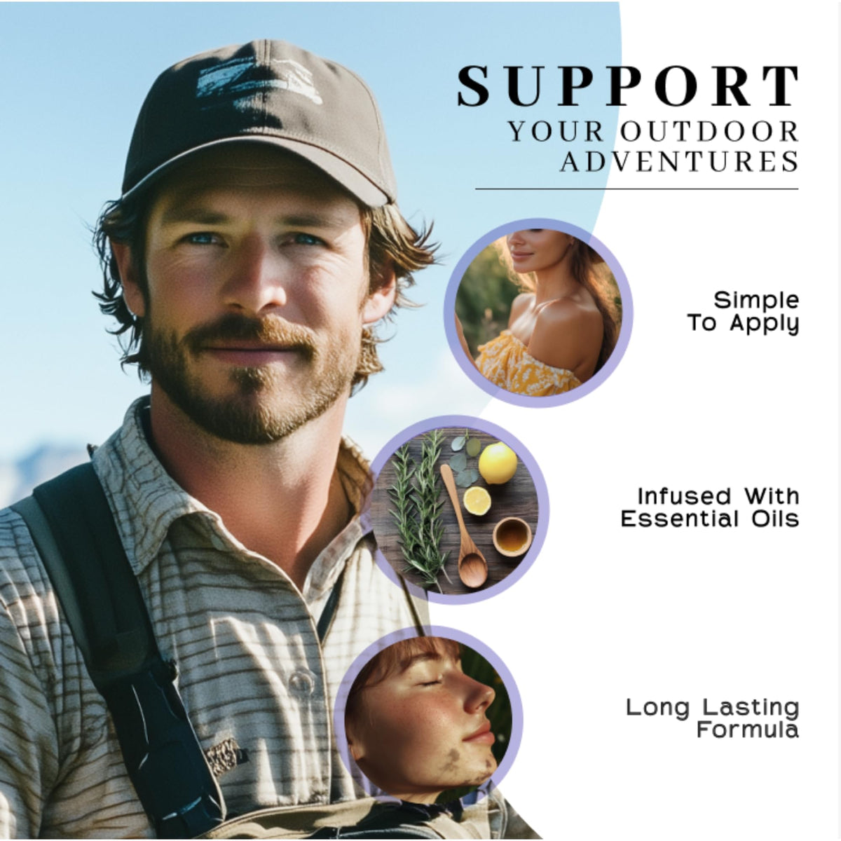 Applying VanMan Bug Balm to skin for outdoor comfort and deterrence