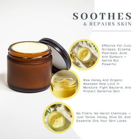 Vanman’s Balm applied to dry skin for soft, smooth results