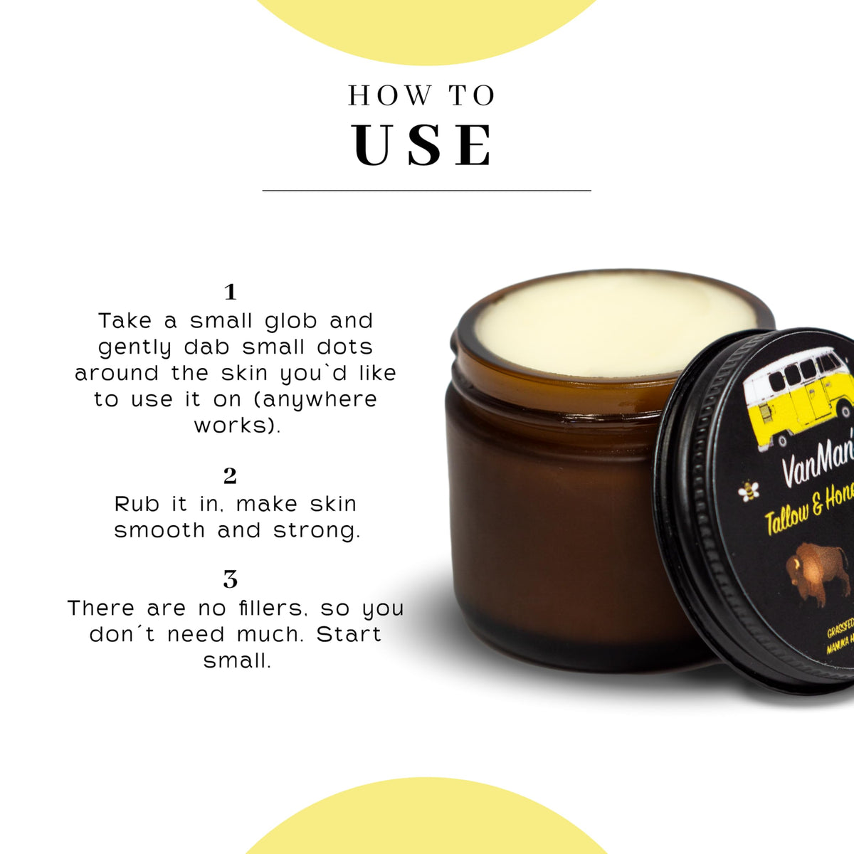 Vanman’s Balm with Rose, Sandalwood, Rosalina provides a gentle fragrance