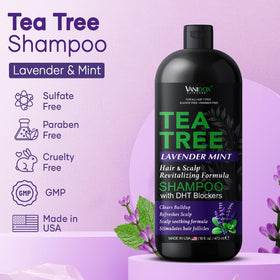 VANIDOX Tea Tree Shampoo lather closeup showing deep cleansing action