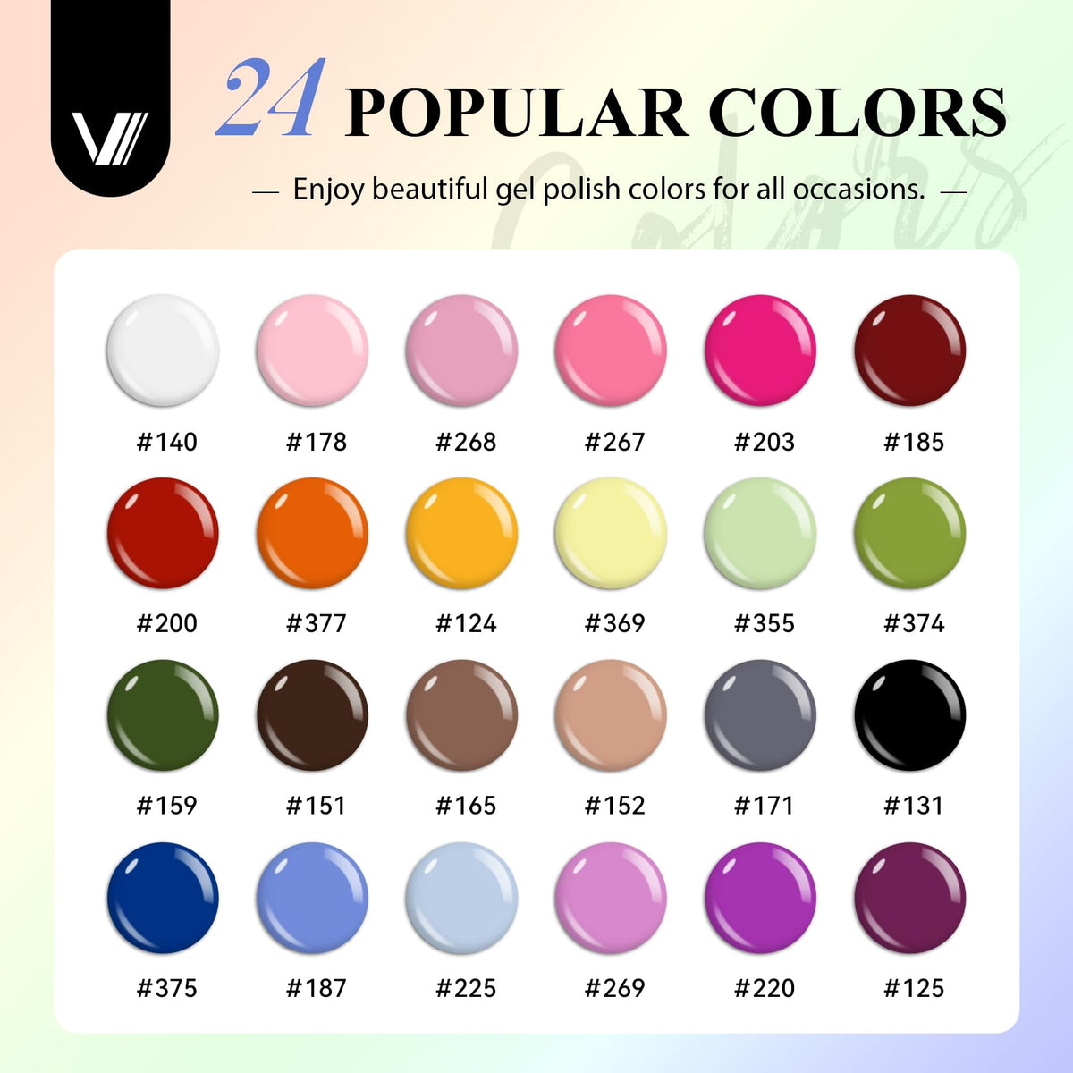 VANREESA 24-color gel polish collection for versatile at-home manicures.