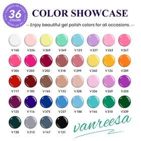 VANREESA 36-color display board shows a wide shade range for versatile looks.