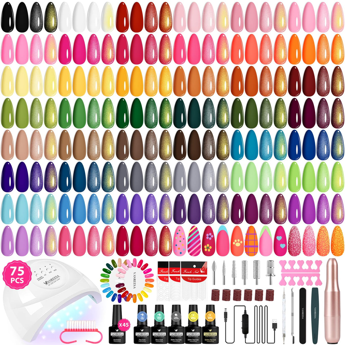 VANREESA complete 75-pcs gel nail kit for at-home salon-quality manicures