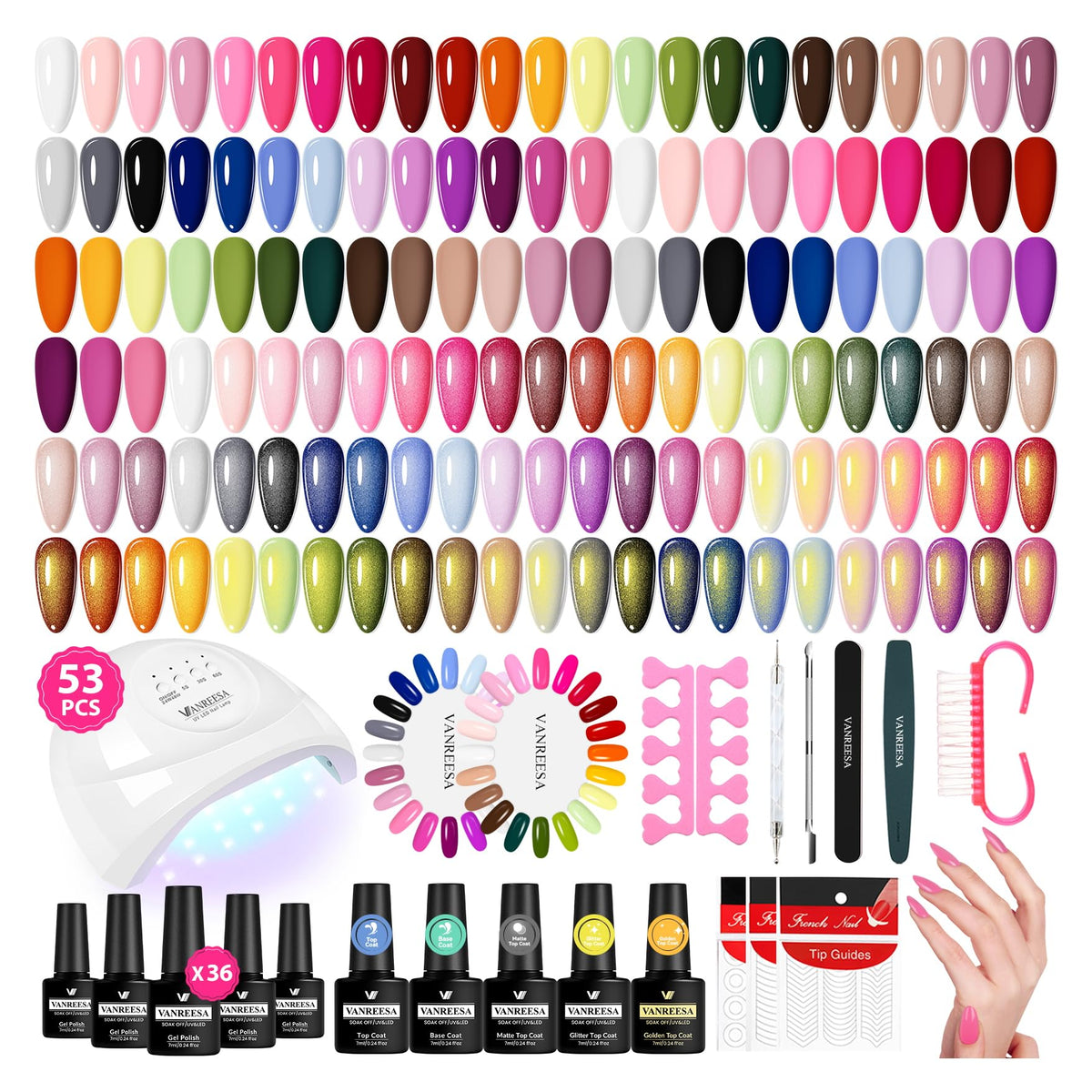 Vanreesa gel nail polish kit 53pcs offers vibrant color options for at-home manicures