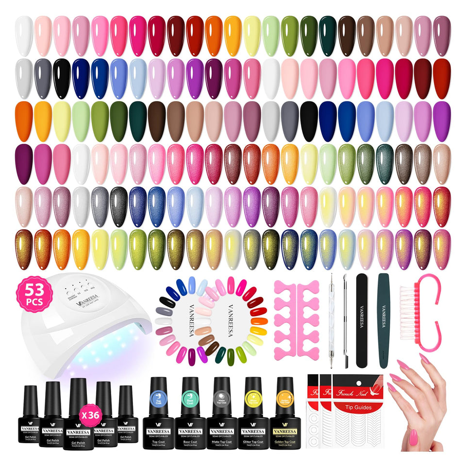 Vanreesa gel nail polish kit 53pcs offers vibrant color options for at-home manicures