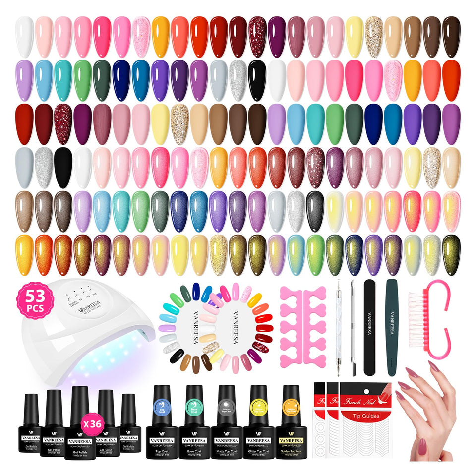 Vanreesa gel nail polish kit with UV light for at-home salon results.