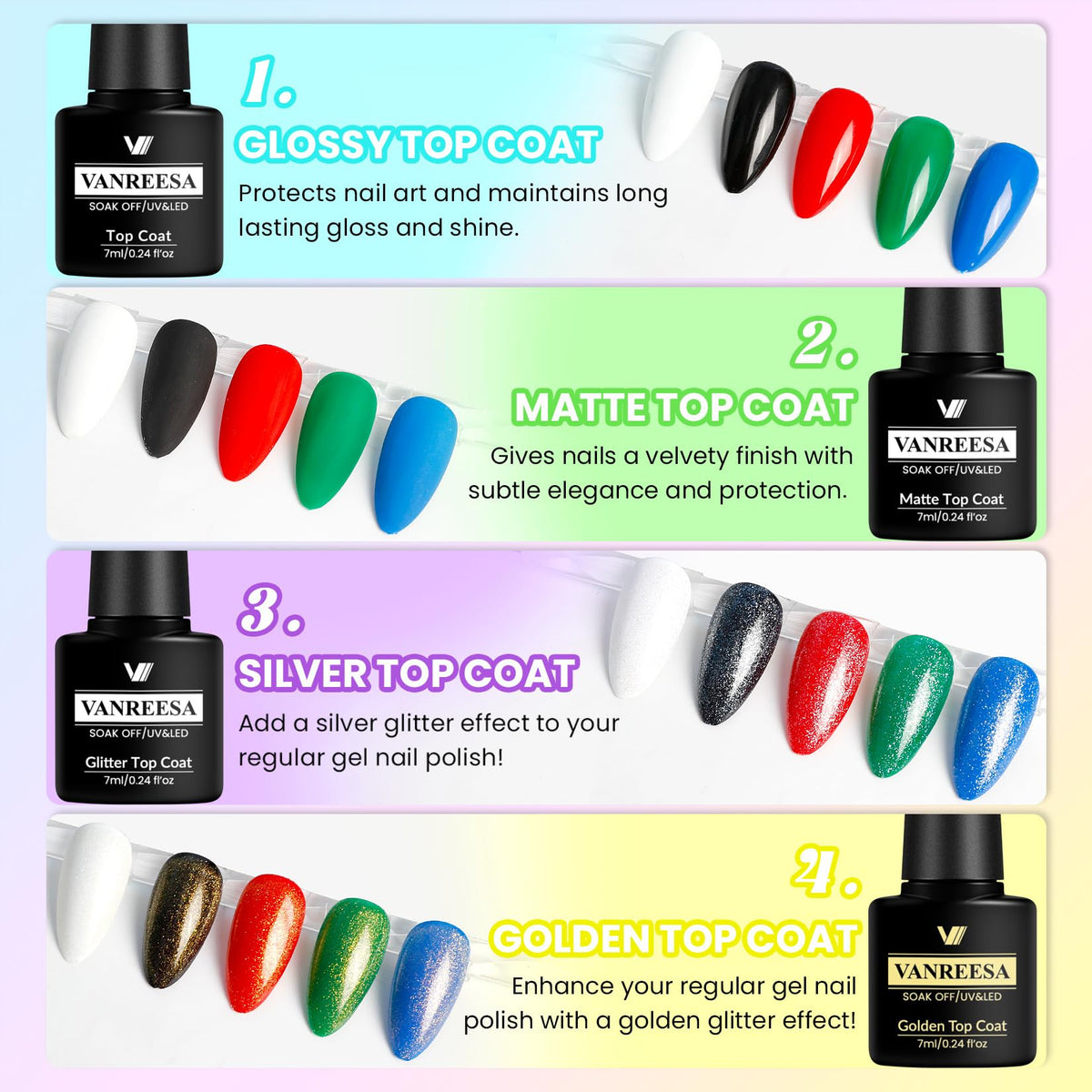 Vanreesa glitter top coat adding sparkle to nails