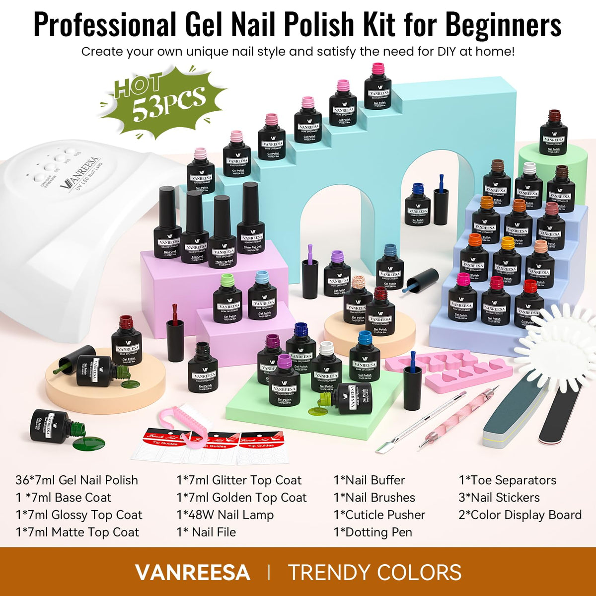 Vanreesa manicure-tools-kit includes essential prep and shaping tools