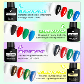 Vanreesa top coat bottle provides durable shine and smooth finish.