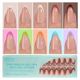 Vansiho almond French tips 3in1 detail for strong adhesion and smooth edges