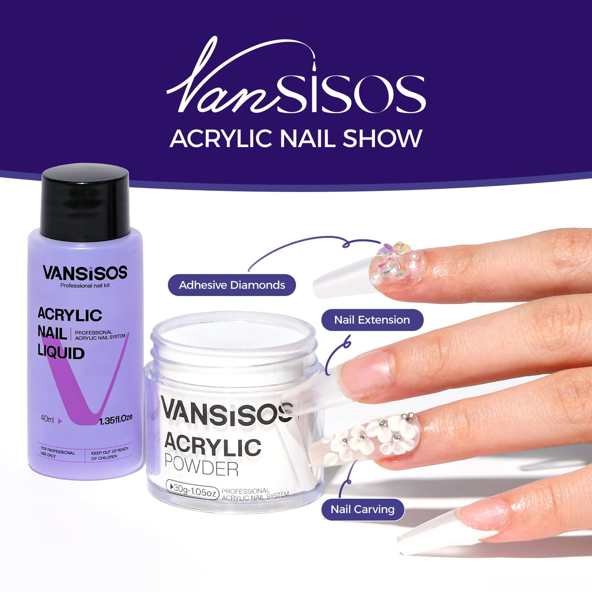 VANSISOS acrylic nail kit accessories for a complete at-home manicure