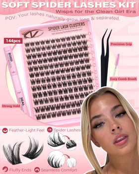 Vanssymunlin Spider Lashes Kit bond for secure daily wear