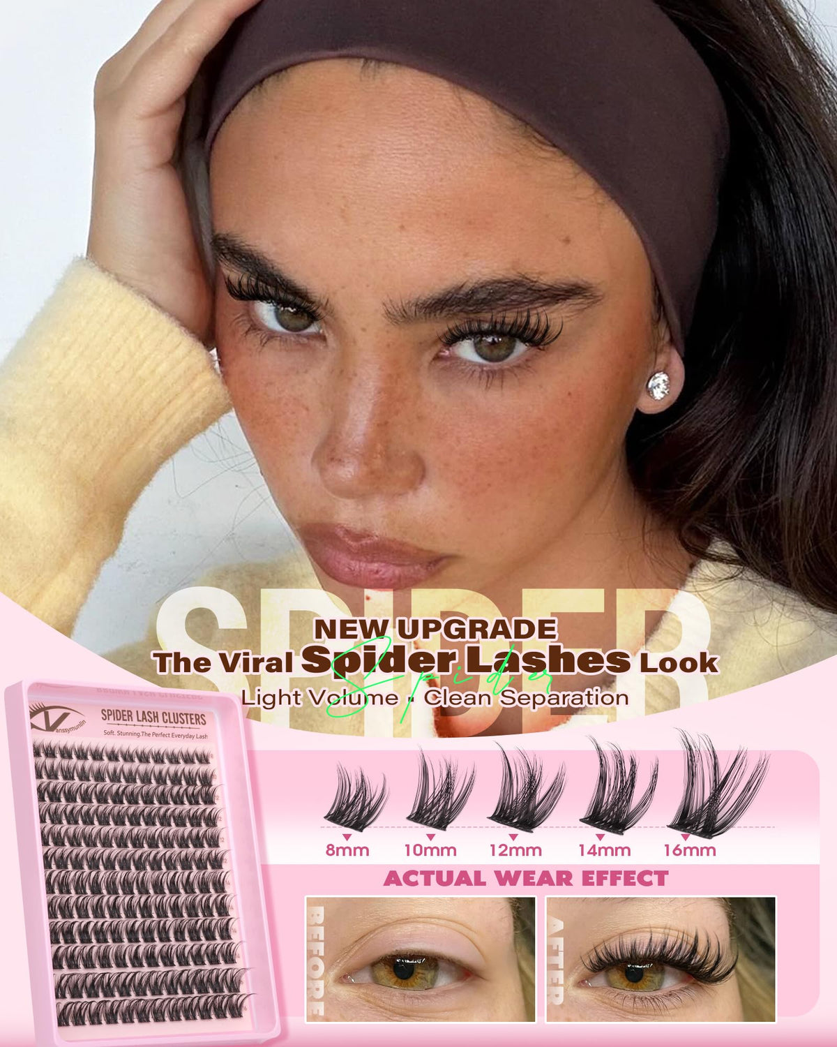 Vanssymunlin Spider Lashes Kit lash brush for precise, easy application