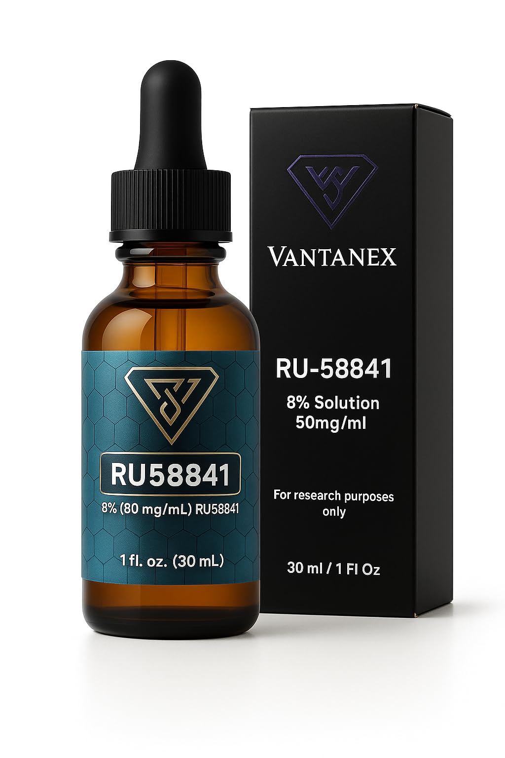 Vantanex RU-58841 eight-percent packaging box for home storage and use.