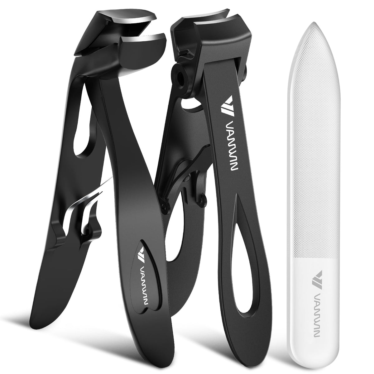 VANWIN German nail clippers with wide jaw for thick nails, precision cutting.