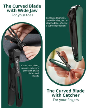 VANWIN Nail Clipper Set curved blades cut through thick nails smoothly.