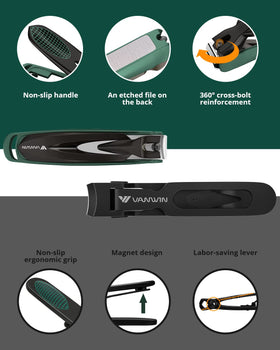 VANWIN Nail Clipper Set two-tone design adds style and grip comfort.