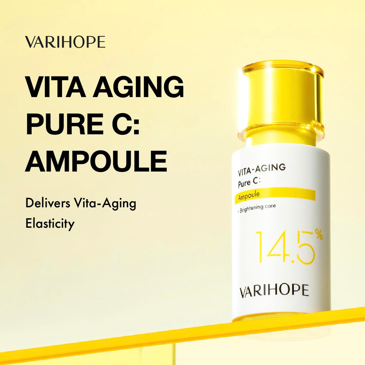 VARIHOPE Vita-Aging Pure C ampoule dropper for precise application of vitamin C benefits.
