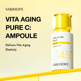 VARIHOPE Vita-Aging Pure C ampoule dropper for precise application of vitamin C benefits.
