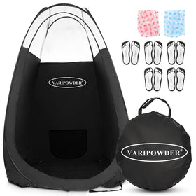 VARIPOWDER portable spray tan tent enabling clean, professional sessions anywhere