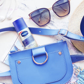 Vaseline bundle display highlights three-item skin care kit for versatile hydration.