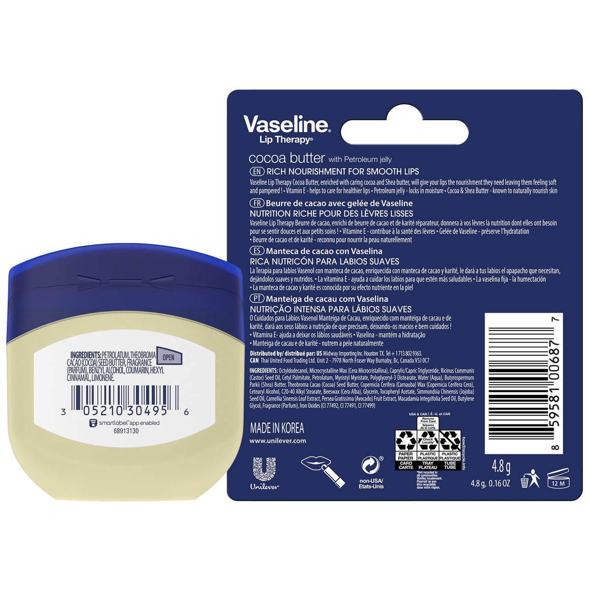 Vaseline Cocoa Butter Healing Jelly ointment eases extremely dry skin.