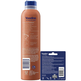 Vaseline Cocoa Radiant Body Spray close-up highlighting a light, non-greasy mist