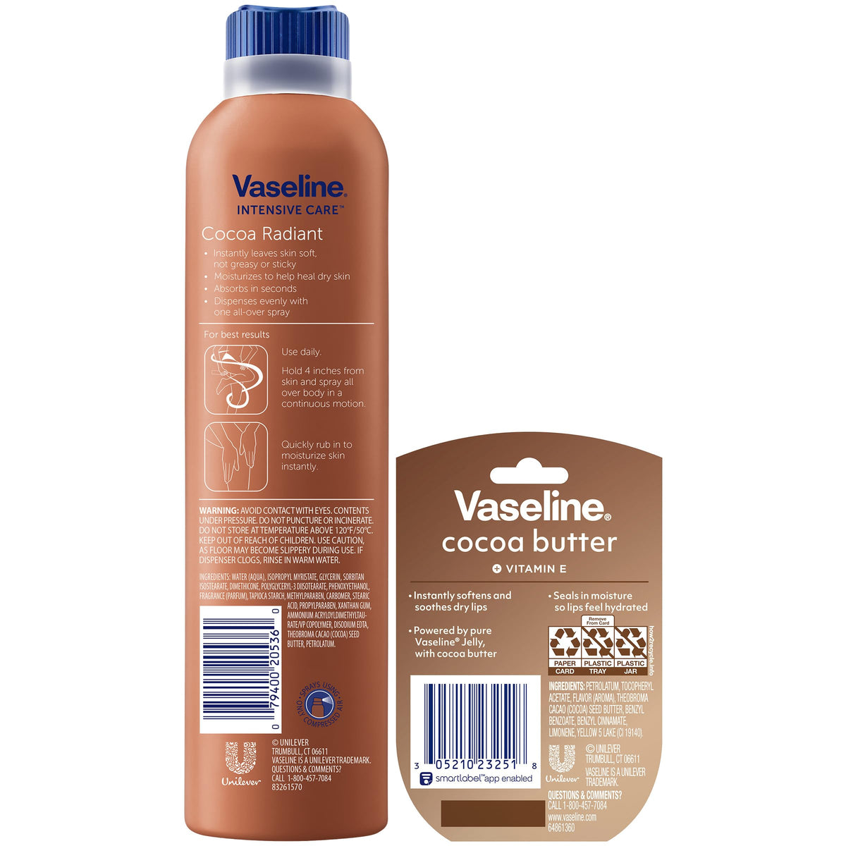 Vaseline Cocoa Radiant Lip Therapy mini-tube nourishes lips.