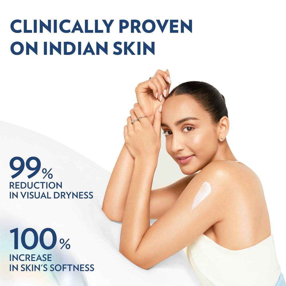 Applying Vaseline Deep Moisture on arm for dry skin comfort.