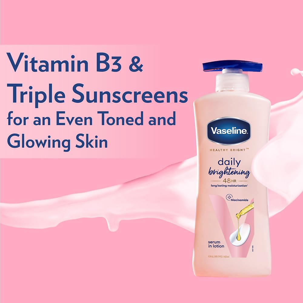 Vaseline Healthy Bright lotion back packaging expiry date clearly visible.