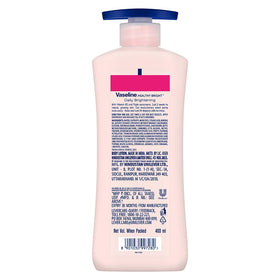 Vaseline Healthy Bright lotion pump dispenser closeup for easy application.