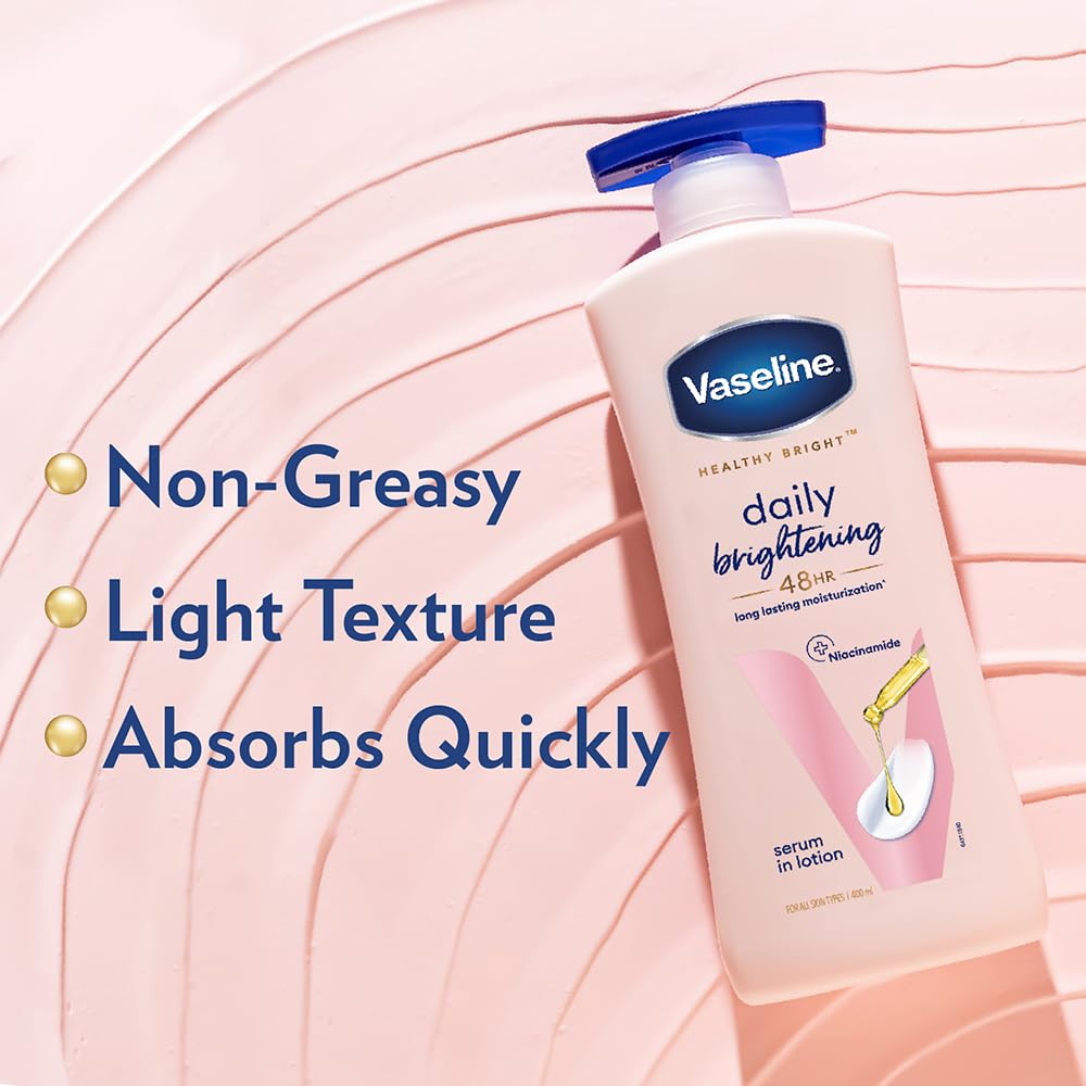 Vaseline Healthy Bright lotion bottle showing shelf life information.