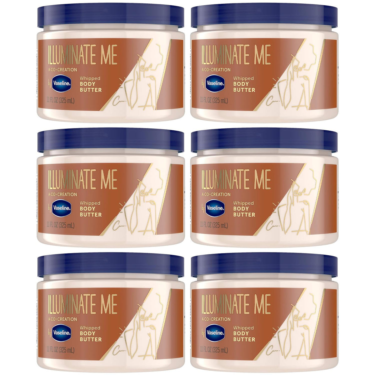 Vaseline Illuminate Me body butter jar showing whipped texture for deep hydration