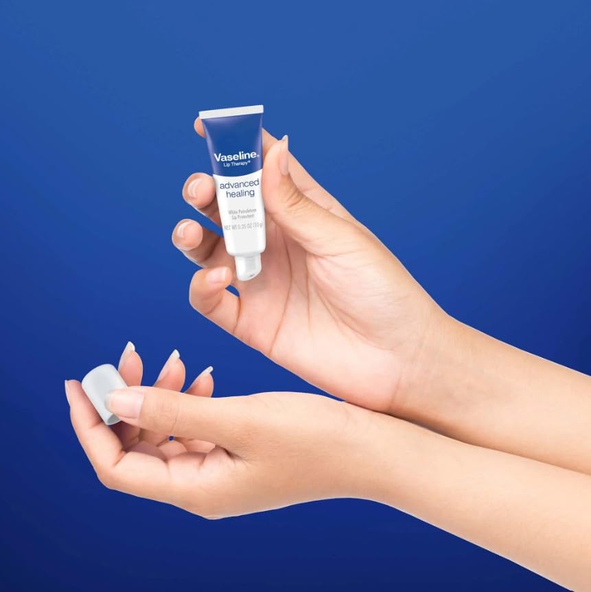 Vaseline Lip Therapy Advanced Formula in cold weather protecting lips